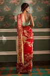 Shop_Kalista_Red Blouse Viscose Silk Printed Floral Sweetheart Rehmat Pre-draped Saree With_at_Aza_Fashions