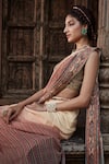 Buy_Kalista_Peach Blouse Viscose Silk Embellished Bead And Shameen Pre-draped Saree With _Online_at_Aza_Fashions