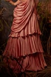 Buy_Dheeru Taneja_Pink Organza, Satin Pear Drops Akira Layered Lehenga And Ruffle Blouse Set _Online_at_Aza_Fashions