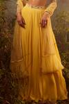 Shop_Dheeru Taneja_Yellow Bugle Beads And Zari High Neck Aphrodite Embroidered Bridal Lehenga Set _Online_at_Aza_Fashions