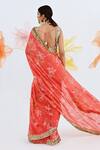 Shop_Neha Chopra Tandon_Coral Organza Lilies Print Saree With Blouse_at_Aza_Fashions