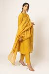 Shop_Dot_Yellow Chanderi Embroidered Dupatta _at_Aza_Fashions