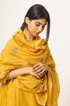 Buy_Dot_Yellow Chanderi Embroidered Dupatta _at_Aza_Fashions