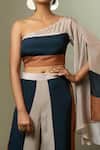 Nautanky Multi Color Natural Crepe Asymmetric One Shoulder Crop Top And Pant Set at Aza Fashions Nautanky_Multi Color Natural Crepe Asymmetric One Shoulder Crop Top And Pant Set _at_Aza_Fashions