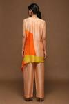 Shop_Clos_Orange Dupion Silk Floral Print Round Asymmetric Kurta And Pant Set _at_Aza_Fashions