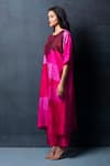 Clos_Pink Dupion Silk Abstract Round Print Tunic And Pant Set _Online_at_Aza_Fashions