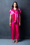 Buy_Clos_Pink Dupion Silk Abstract V Neck Print Tunic And Pant Set _at_Aza_Fashions