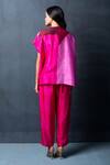 Shop_Clos_Pink Dupion Silk Abstract V Neck Print Tunic And Pant Set _at_Aza_Fashions
