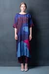 Buy_Clos_Blue Dupion Silk Abstract Round Print Tunic And Pant Set _at_Aza_Fashions