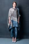 Buy_Clos_Blue Dupion Silk Printed Abstract Shirt Collar Tunic And Pant Set _at_Aza_Fashions