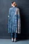 Shop_Clos_Blue Dupion Silk Printed Abstract Shirt Collar Tunic And Pant Set _at_Aza_Fashions