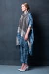 Clos_Blue Dupion Silk Printed Abstract Shirt Collar Tunic And Pant Set _Online_at_Aza_Fashions