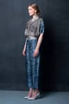Buy_Clos_Blue Dupion Silk Abstract, Geometric V Neck Print Top And Pant Set _Online_at_Aza_Fashions