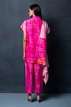 Shop_Clos_Pink Dupion Silk Printed Abstract Shirt Collar Draped Tunic And Pant Set _at_Aza_Fashions