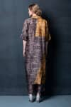 Shop_Clos_Gold Dupion Silk Printed Abstract Notched Collar Shirt Tunic And Pant Set _at_Aza_Fashions