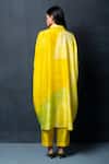 Shop_Clos_Yellow Dupion Silk Abstract, Geometric Shirt Printed Asymmetric Tunic And Pant Set _at_Aza_Fashions