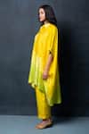 Clos_Yellow Dupion Silk Abstract, Geometric Shirt Printed Asymmetric Tunic And Pant Set _Online_at_Aza_Fashions