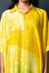 Buy_Clos_Yellow Dupion Silk Abstract, Geometric Shirt Printed Asymmetric Tunic And Pant Set _Online_at_Aza_Fashions