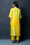 Shop_Clos_Yellow Dupion Silk Abstract Round Print Tunic And Pant Set _at_Aza_Fashions