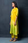 Clos_Yellow Dupion Silk Abstract Round Print Tunic And Pant Set _Online_at_Aza_Fashions