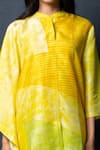 Buy_Clos_Yellow Dupion Silk Abstract, Geometric Mandarin Asymmetric Hem Tunic And Pant Set _Online_at_Aza_Fashions