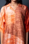 Buy_Clos_Orange Dupion Silk Abstract, Geometric Notched Print Shirt Tunic And Pant Set _Online_at_Aza_Fashions