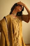 Shorshe Clothing_Gold Handloom Tissue Dupatta _Online_at_Aza_Fashions