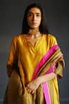 Shorshe Clothing_Gold Handloom Tissue Block Print Dupatta _Online_at_Aza_Fashions