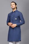 Shop_Seven_Blue Cotton Silk Kurta Set _Online_at_Aza_Fashions