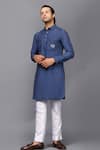 Buy_Seven_Blue Cotton Silk Kurta Set _at_Aza_Fashions