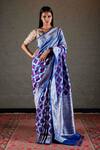 Buy_Delhi Vintage Company_Blue Banarasi Silk Saree_at_Aza_Fashions