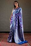 Shop_Delhi Vintage Company_Blue Banarasi Silk Saree_at_Aza_Fashions