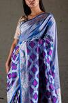 Delhi Vintage Company_Blue Banarasi Silk Saree_Online_at_Aza_Fashions