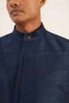 Buy_Dhruv Vaish_Blue Raw Silk Plain Jawahar Jacket  _Online_at_Aza_Fashions