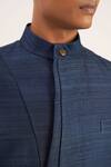 Dhruv Vaish_Blue Raw Silk Plain Jawahar Jacket  _Online_at_Aza_Fashions