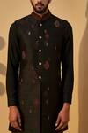 Dhruv Vaish_Black Raw Silk Embroidered Bundi And Kurta Set  _at_Aza_Fashions