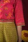 Nini Mishra_Green Raw Silk Block Print Dress With Embroidered Cropped Jacket_Online_at_Aza_Fashions