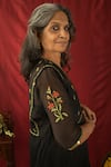 Nini Mishra_Black Cotton Silk Embroidered Crushed Tiered Kurta_Online_at_Aza_Fashions