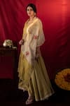 Buy_Nini Mishra_Beige Silk Organza Embroidered Dupatta _at_Aza_Fashions