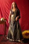 Nini Mishra_Black Silk Organza Embroidered Dupatta_Online_at_Aza_Fashions