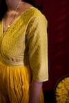 Buy_Nini Mishra_Yellow Cambric Block Print Tiered Anarkali _Online_at_Aza_Fashions