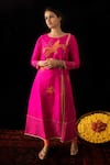 Shop_Nini Mishra_Pink Raw Silk Embroidered Gujar Kurta Set _at_Aza_Fashions