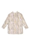 Shop_Little Luxury_Multi Color Linen, Cotton Sequins Striped Kurta Set _at_Aza_Fashions