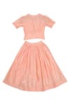 Shop_Little Luxury_Peach Chanderi Embroidery Lehenga Set _at_Aza_Fashions