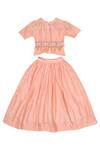 Little Luxury_Peach Chanderi Embroidery Lehenga Set _Online_at_Aza_Fashions