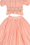 Little Luxury_Peach Chanderi Embroidery Lehenga Set _at_Aza_Fashions
