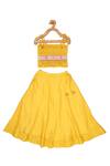 Buy_Little Luxury_Yellow Chanderi Embroidery Lehenga Set _at_Aza_Fashions