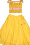 Little Luxury_Yellow Chanderi Embroidery Lehenga Set _Online_at_Aza_Fashions