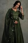 Buy_Charkhee_Green Chanderi Round Kurta Set _Online_at_Aza_Fashions