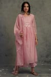 Buy_Charkhee_Pink Chanderi Round Kurta Set _at_Aza_Fashions